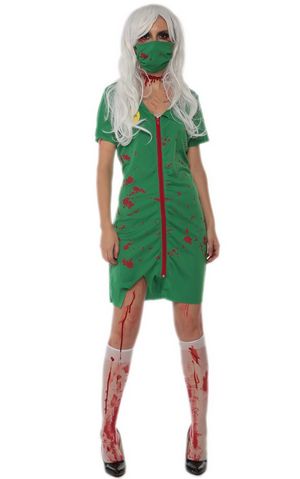 F1720 halloween green zombie costume,it comes with dress,mask